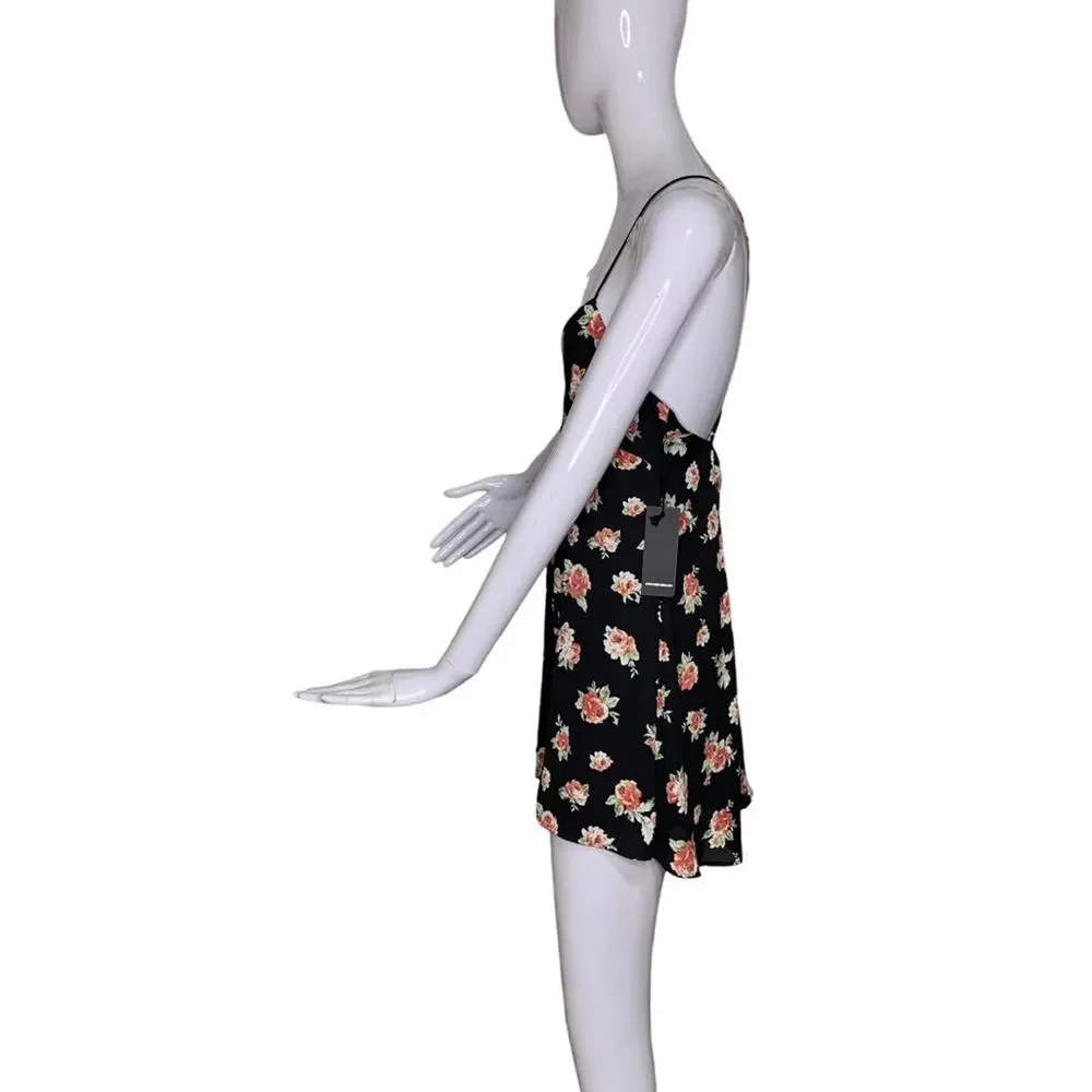 Forever 21 NWT Dress Floral Print Sleeveless Black Red Green Size S